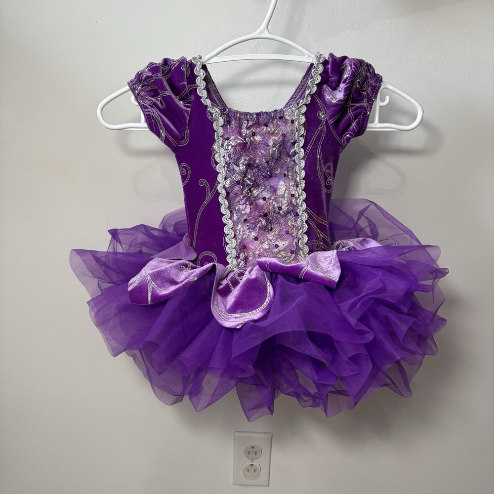 A Wish Come True Costume Dance Ballet Tutu Purple Sequins‎ Girls XS V1662